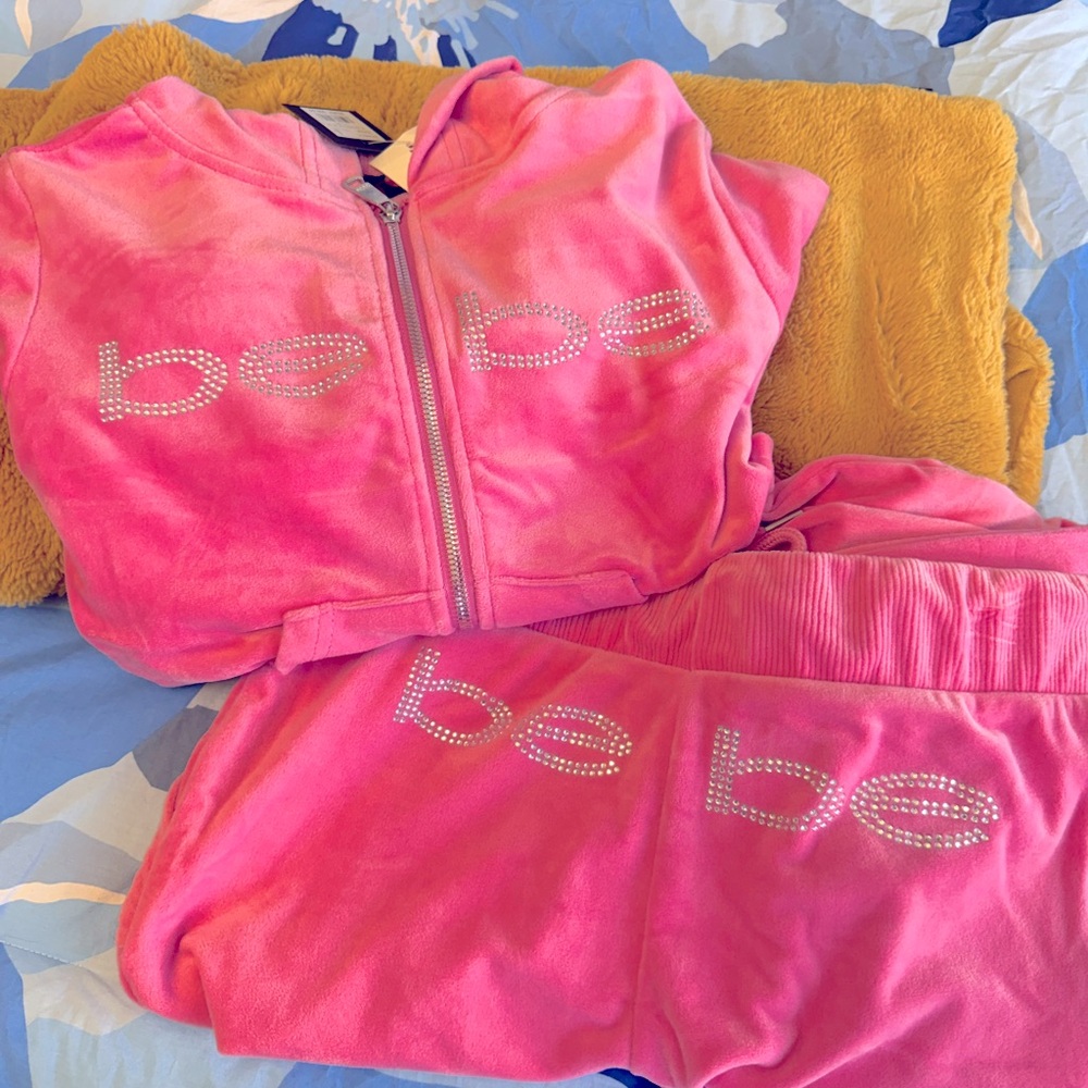 Bebe Pink Laffy Plush Tracksuit